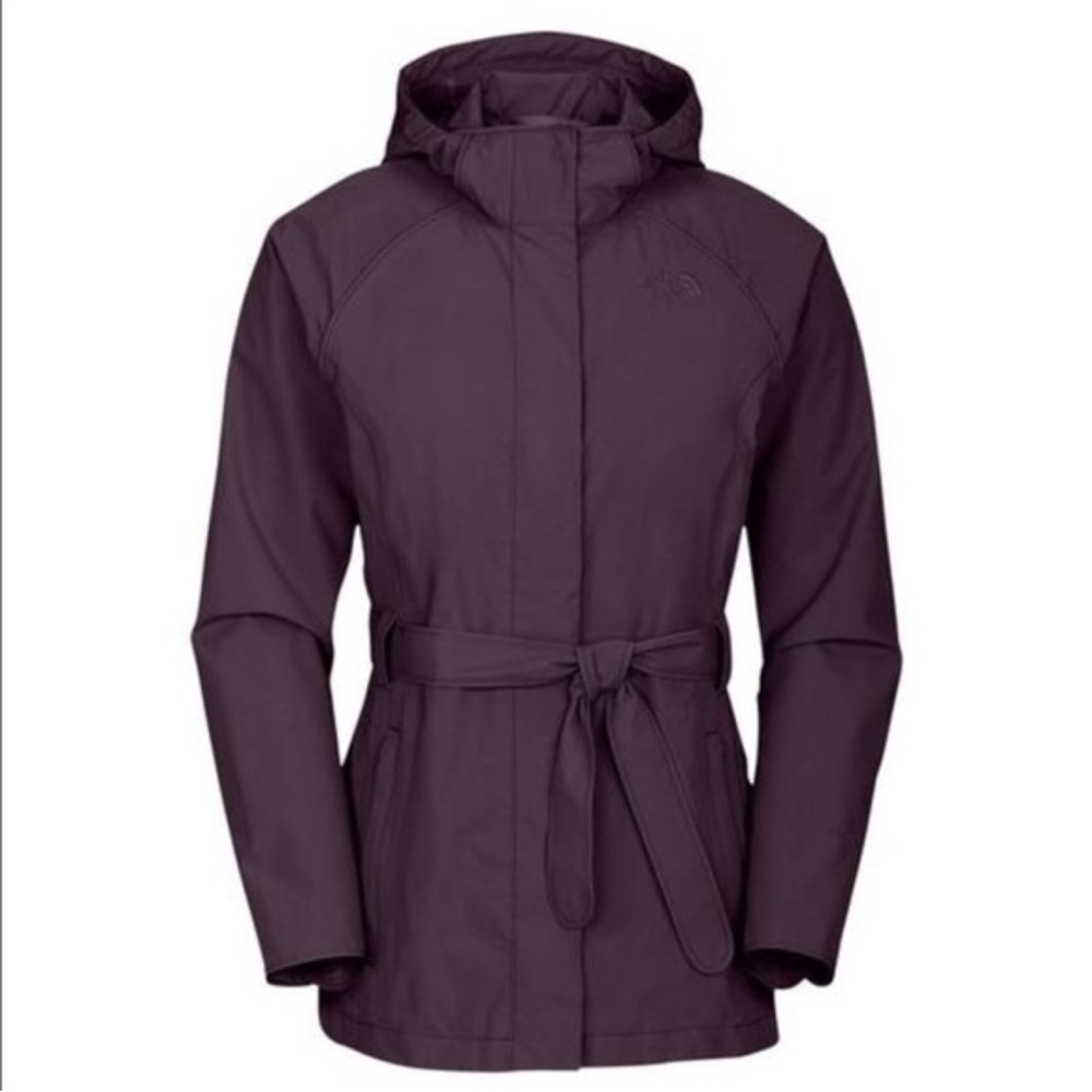 The North Face Women's Dark Purple Utility Jacket belted hooded lined